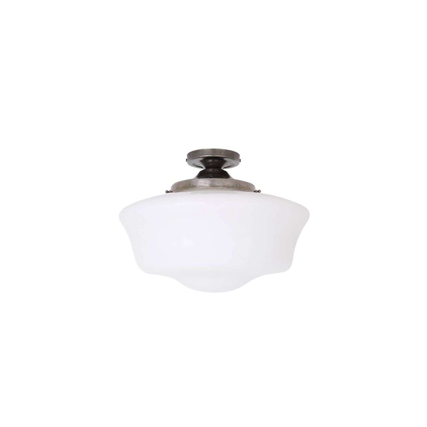 Schoolhouse Flush Ceiling Light Fitting with Opal Glass Shade