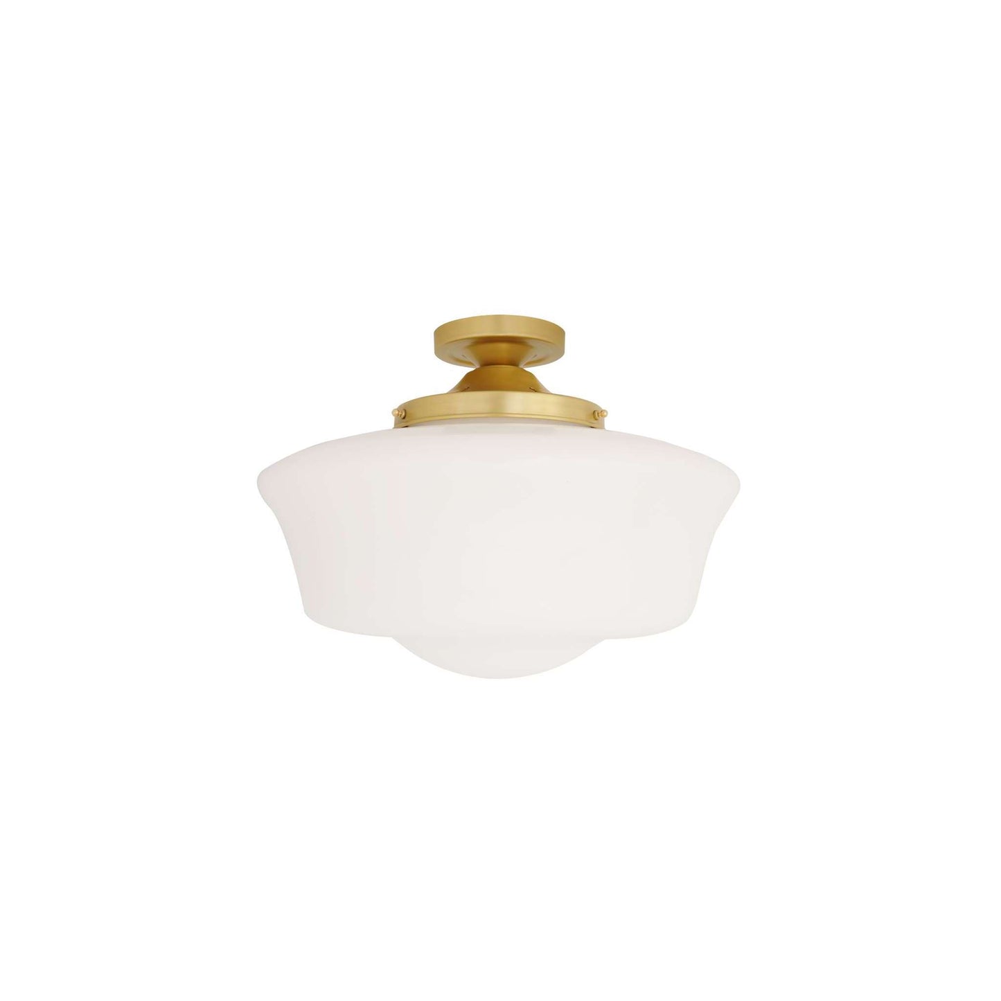 Schoolhouse Flush Ceiling Light Fitting with Opal Glass Shade
