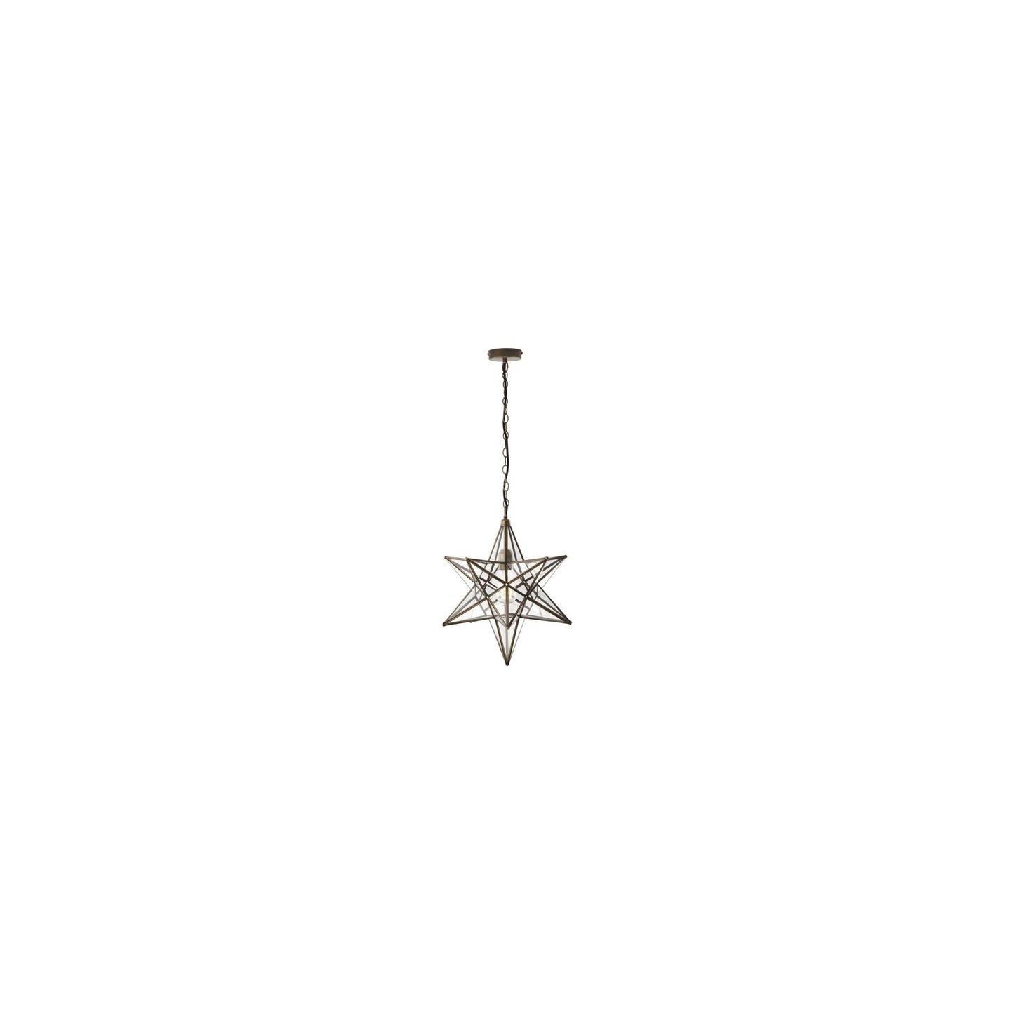 Ilario Glass Panelled Star Pendant with Antique Brass Finish