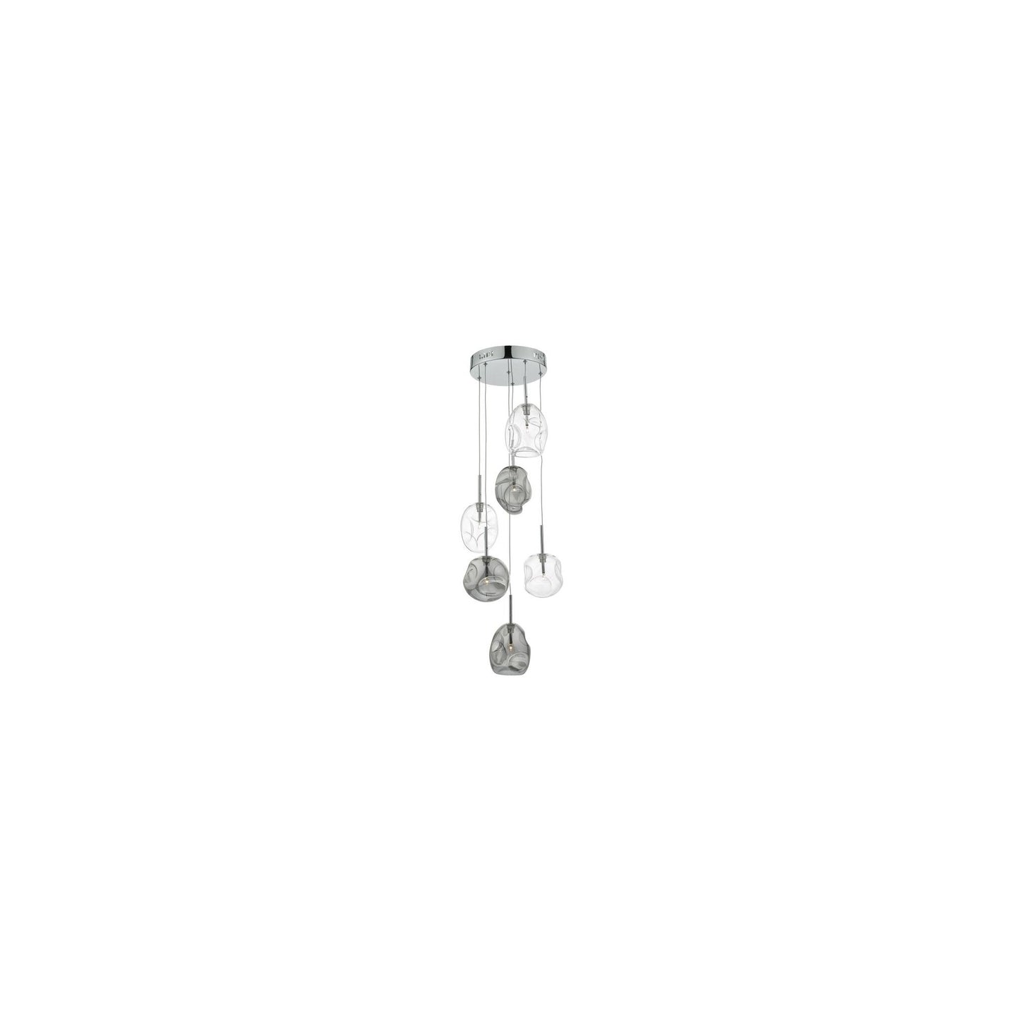 Quinn 6-Light Cluster Pendant with Organically Shaped Blown Glass