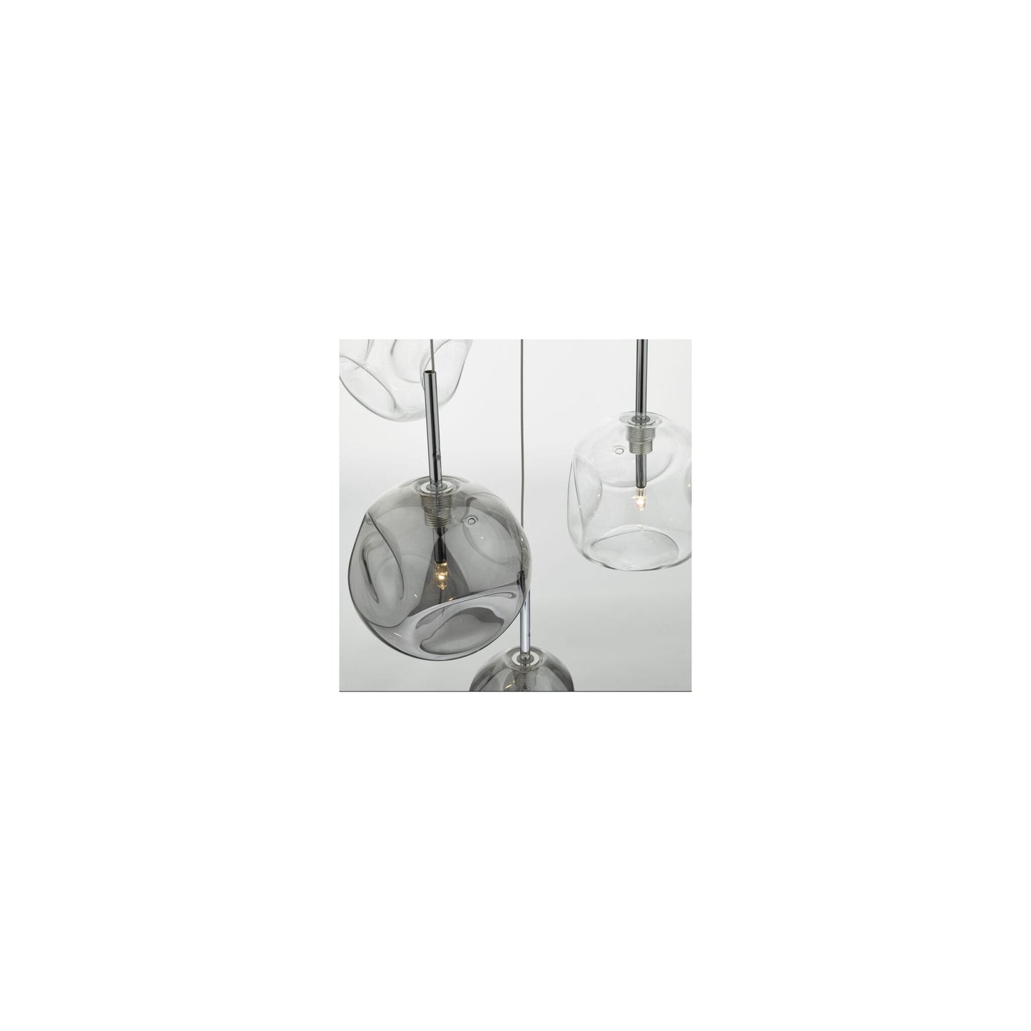Quinn 6-Light Cluster Pendant with Organically Shaped Blown Glass
