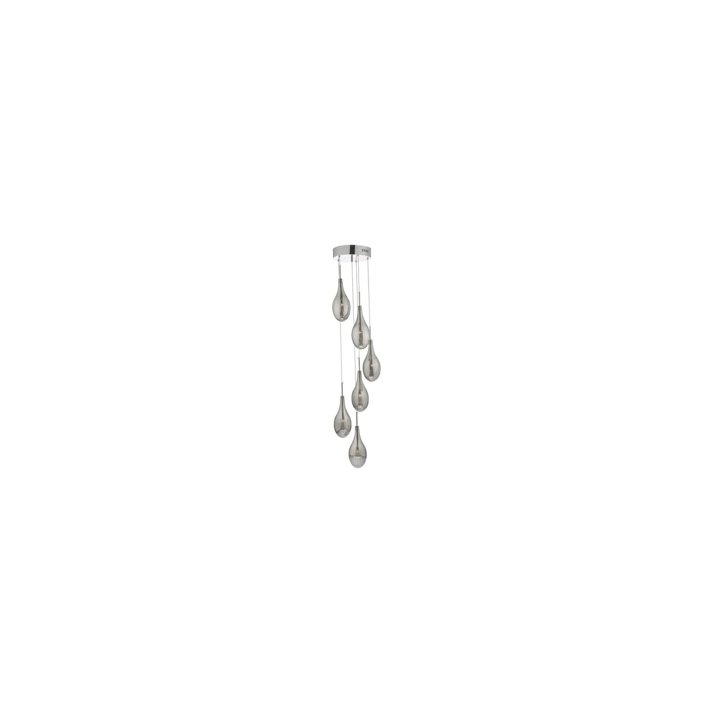 Seta 6-Light Cluster Pendant Polished Chrome with Smoked Glass Shades