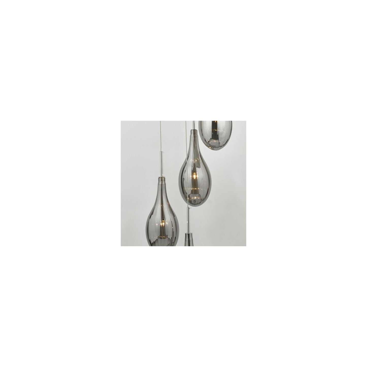 Seta 6-Light Cluster Pendant Polished Chrome with Smoked Glass Shades