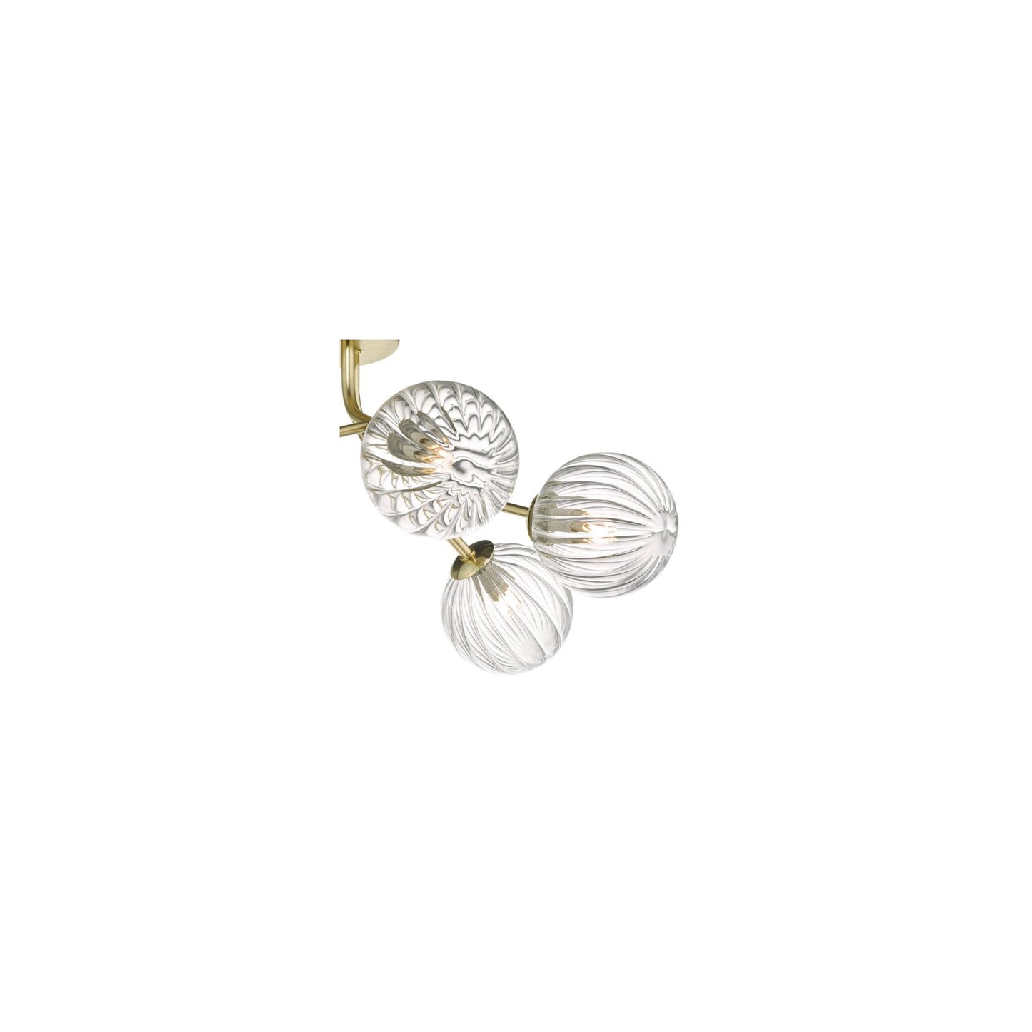 Yiska 6-Light Semi Flush Gold with Ribbed Glass Shades