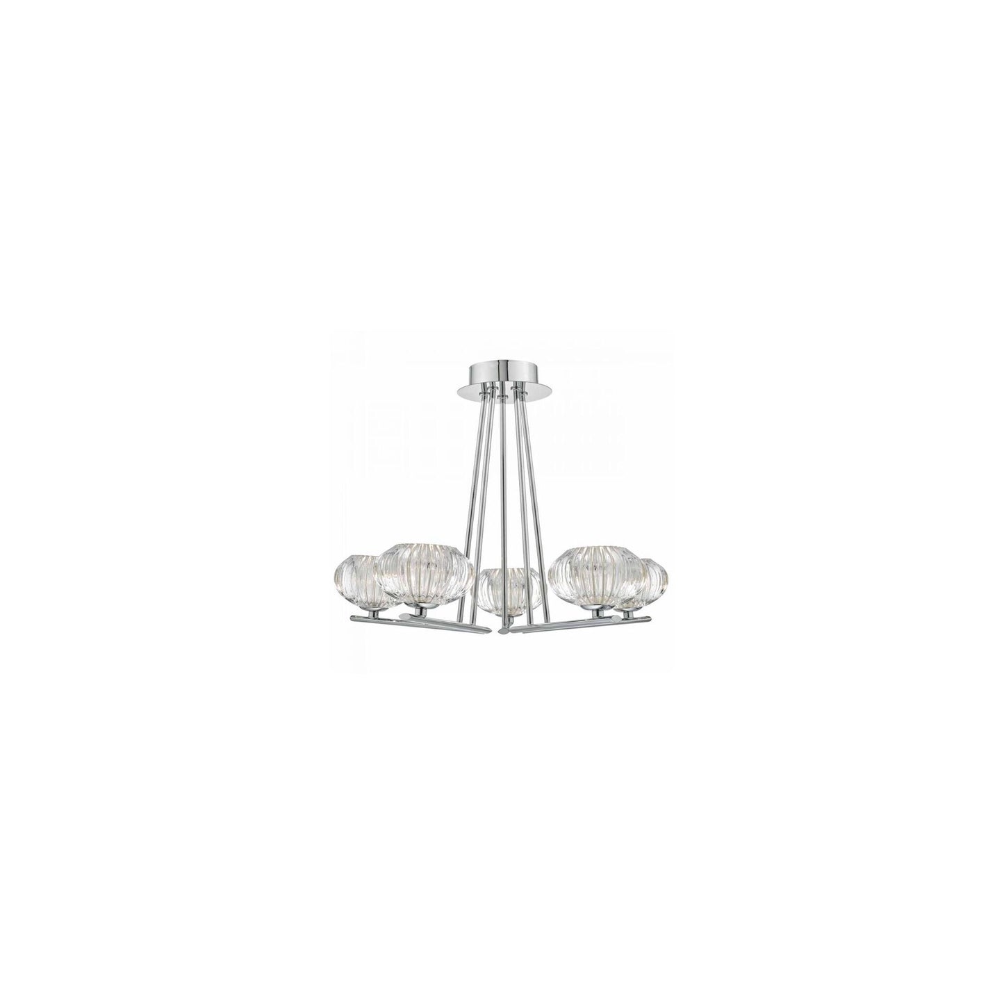 Jensine 5-Light Semi Flush Polished Chrome with Faceted Glass Shade