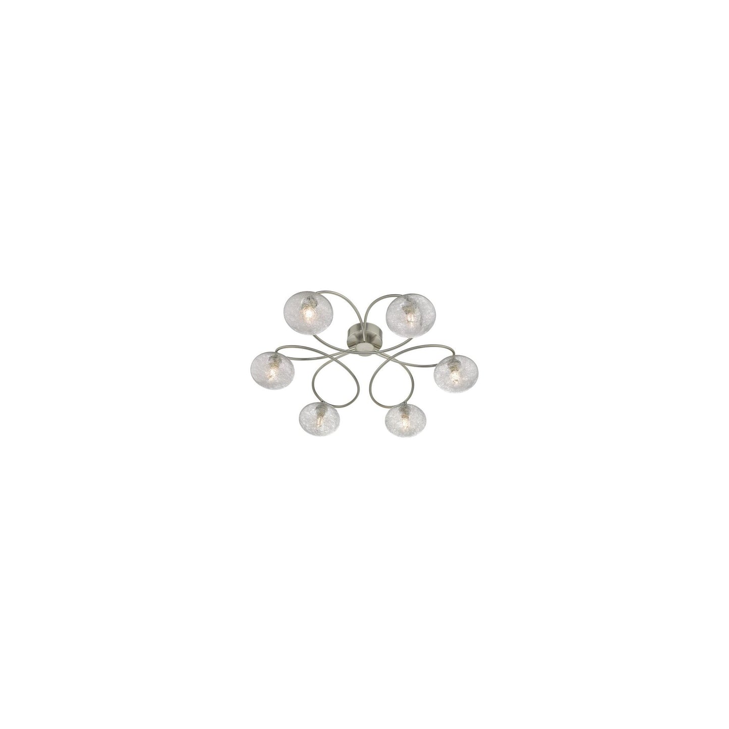 Leysha 6-Light Semi Flush Satin Nickel with Sugar String Glass