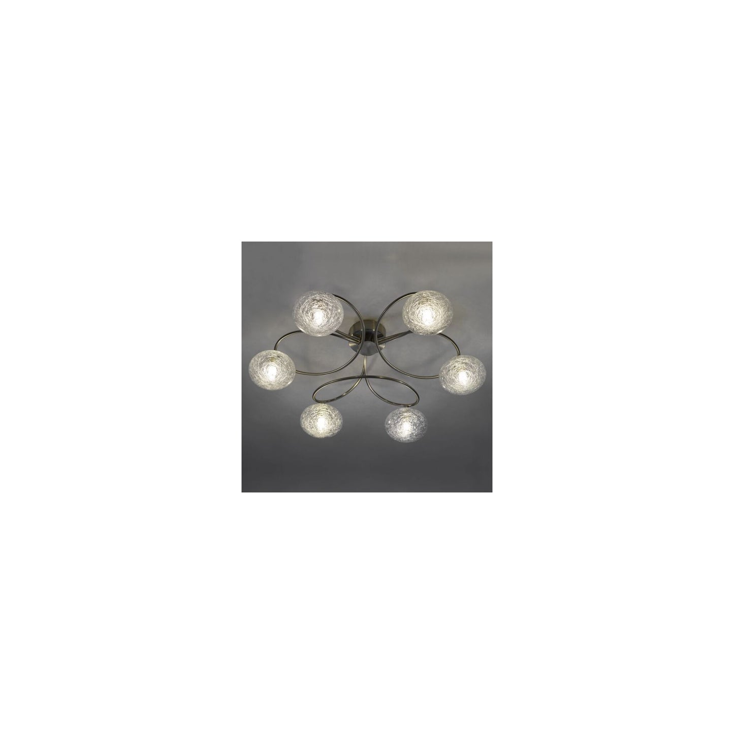 Leysha 6-Light Semi Flush Satin Nickel with Sugar String Glass