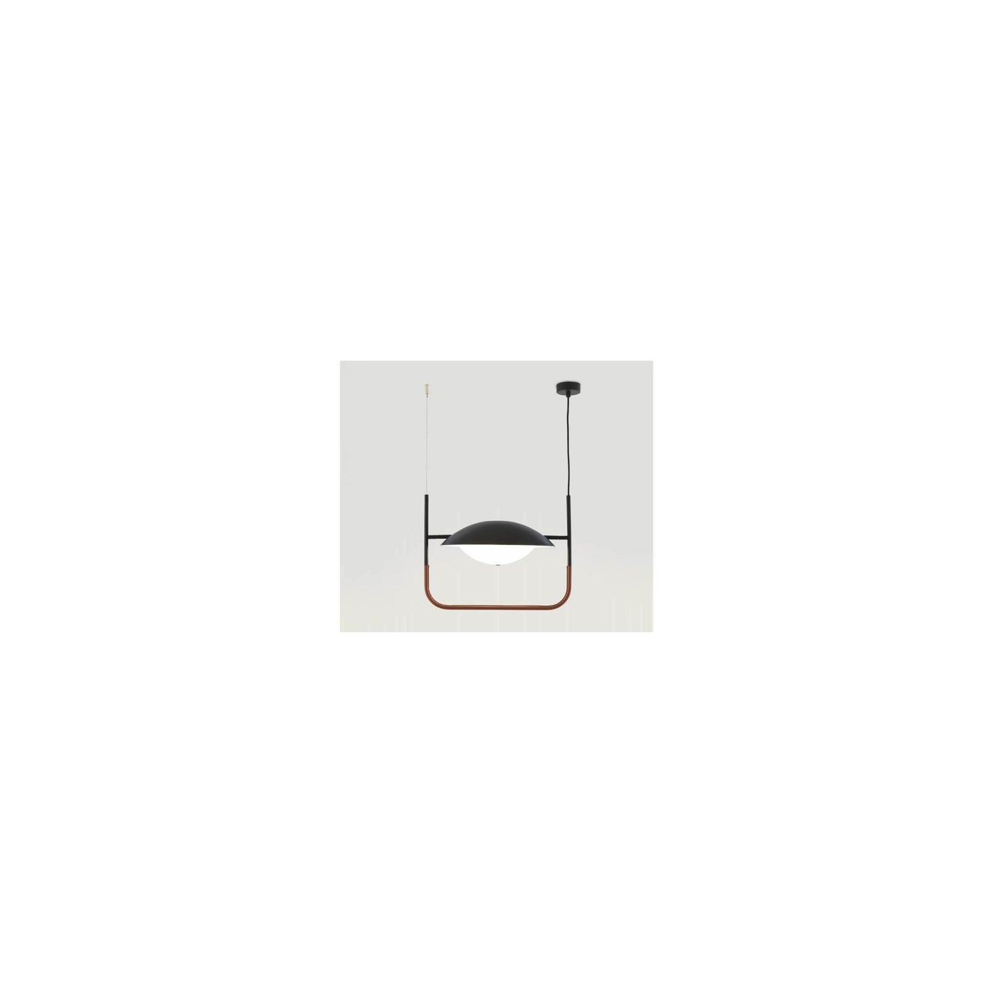Wong Matt Black Pendant with Brown Leather