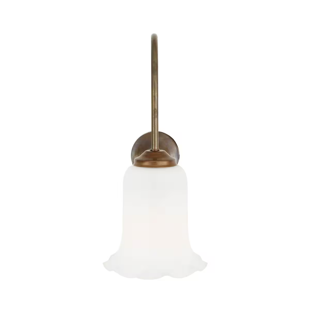 Arklow Curved Arm Wall Light with White Glass Shade