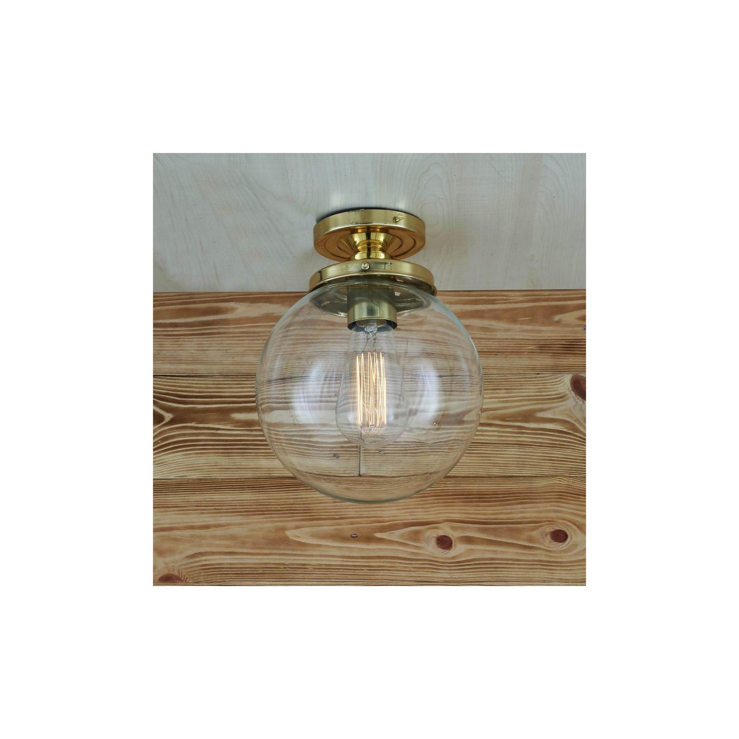 Riad Clear Glass Globe Flush Ceiling Light