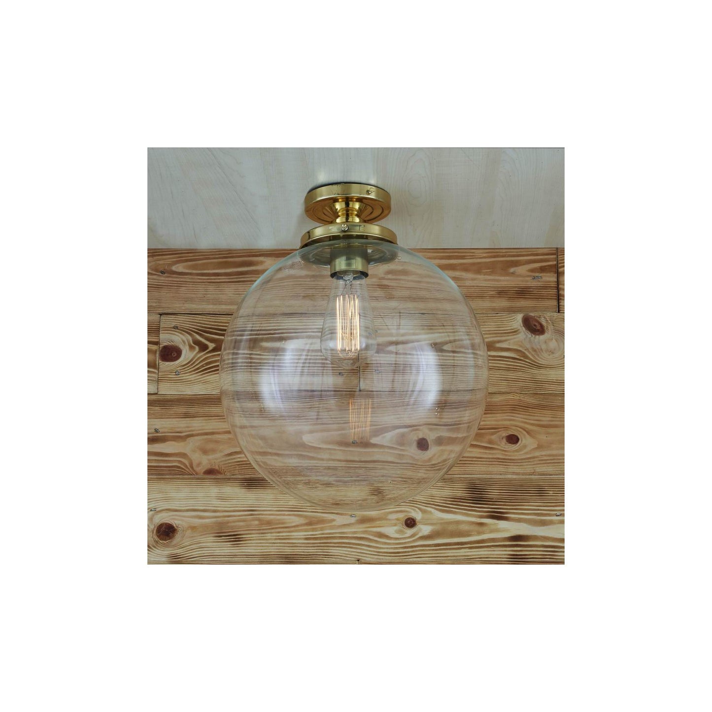 Riad Clear Glass Globe Flush Ceiling Light