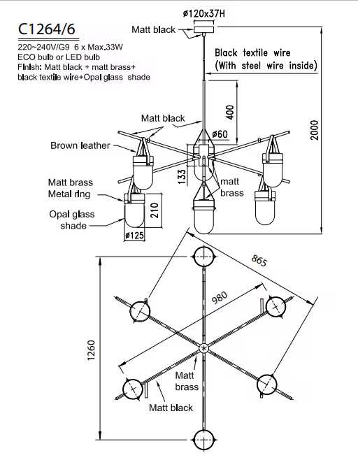 Almon 6-Arm Chandelier