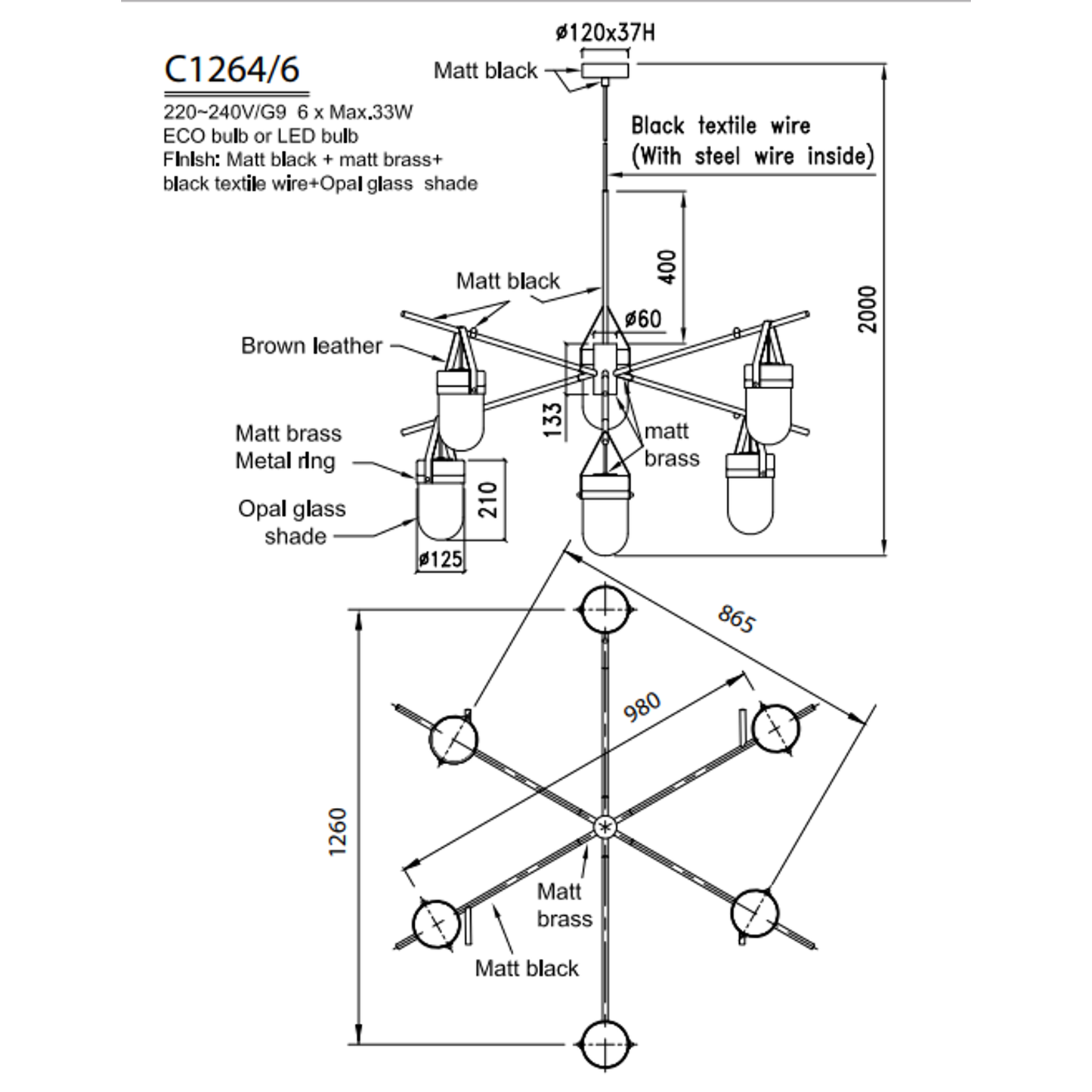 Almon 6-Arm Chandelier
