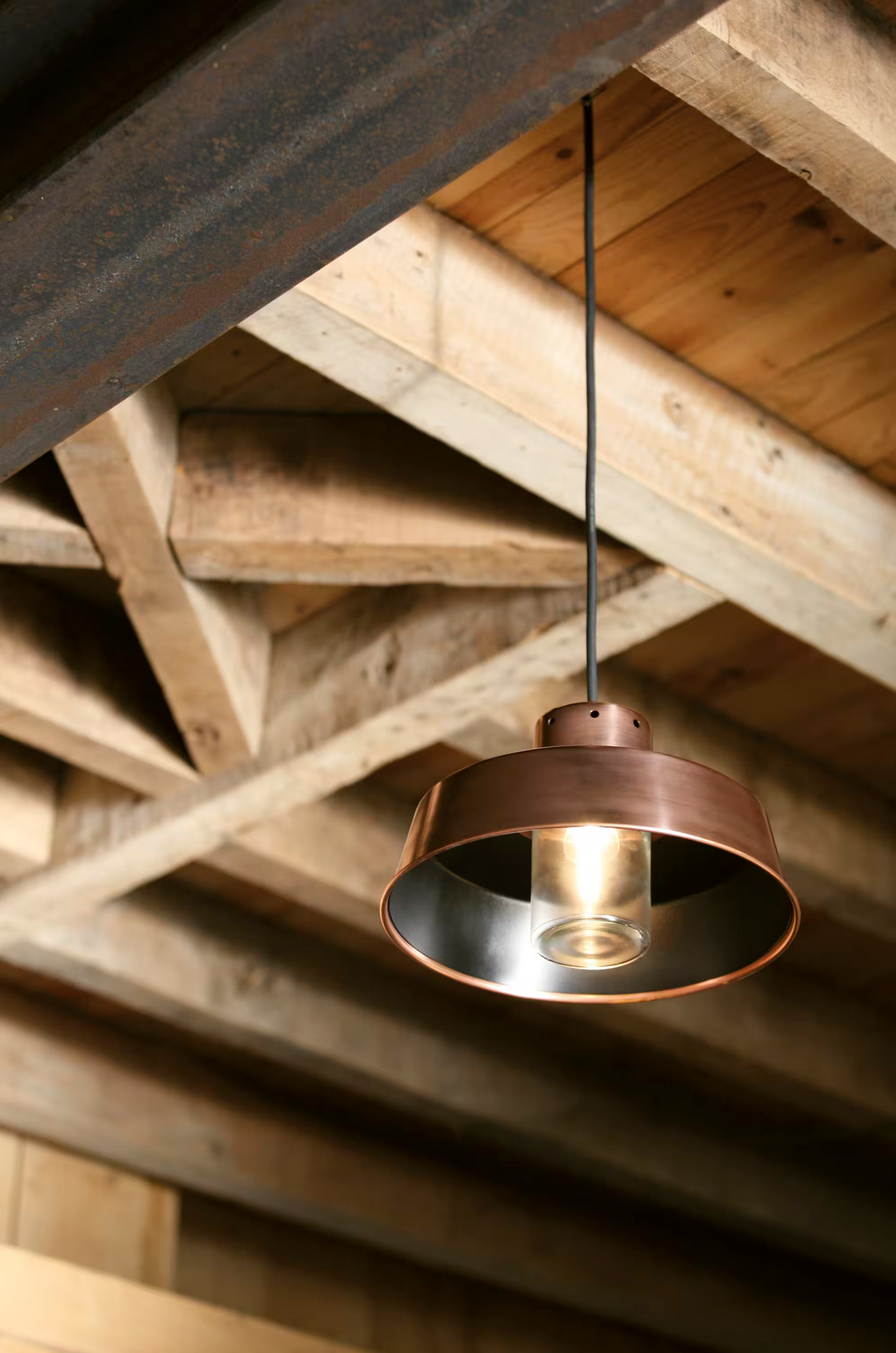 Faktory Model 3 Large Clear Glass Pendant with Inner Reflector