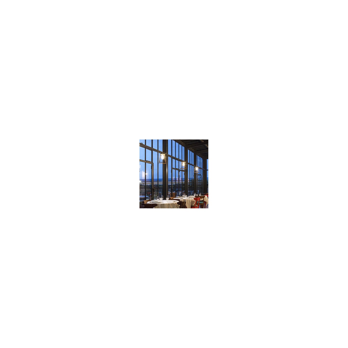 Lampiok Model 3 Medium Clear Glass Lantern with minimalist lines style frame