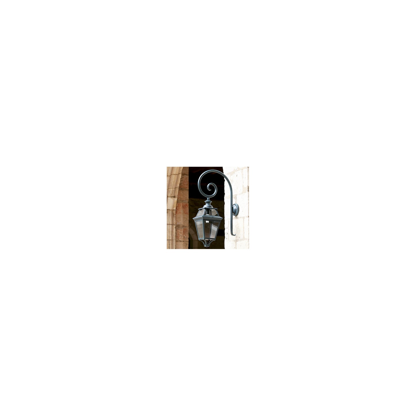 Place Des Vosges 3 Clear Glass Swan Neck Wall Bracket with Four-Sided Lantern