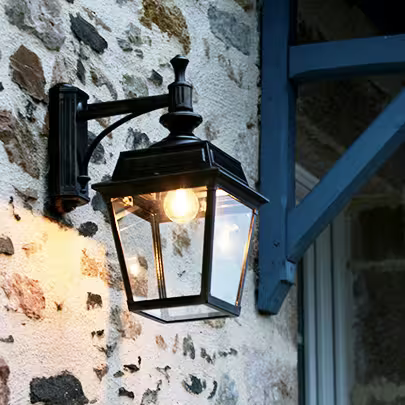 Place Des Vosges 1 Tradition Clear Glass Downwards Wall Bracket with Four-Sided Lantern