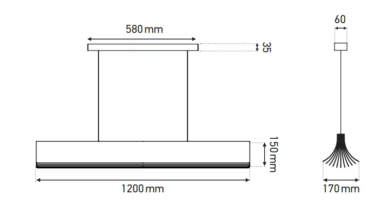 Respiro 1200 Aluminium LED Linear Pendant