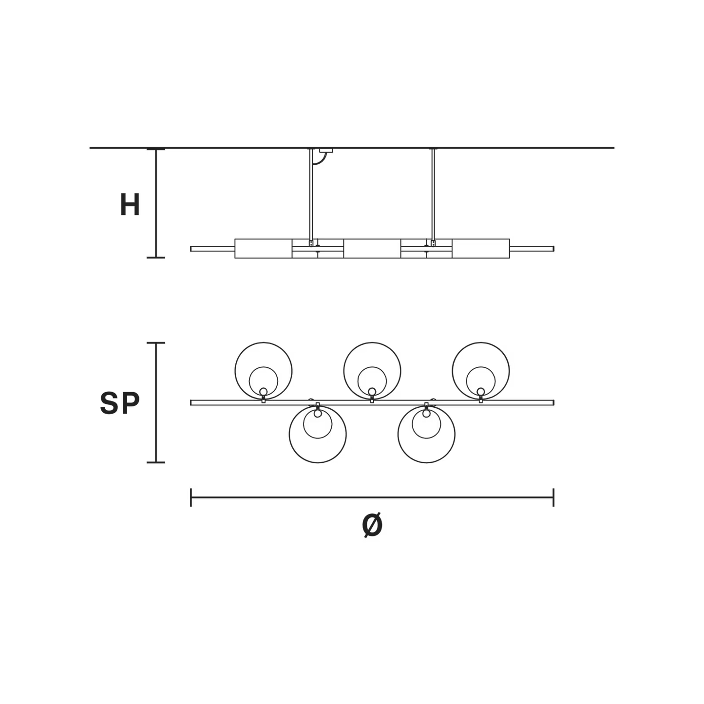 Sound BIL5 G12 5-Light Linear Pendant