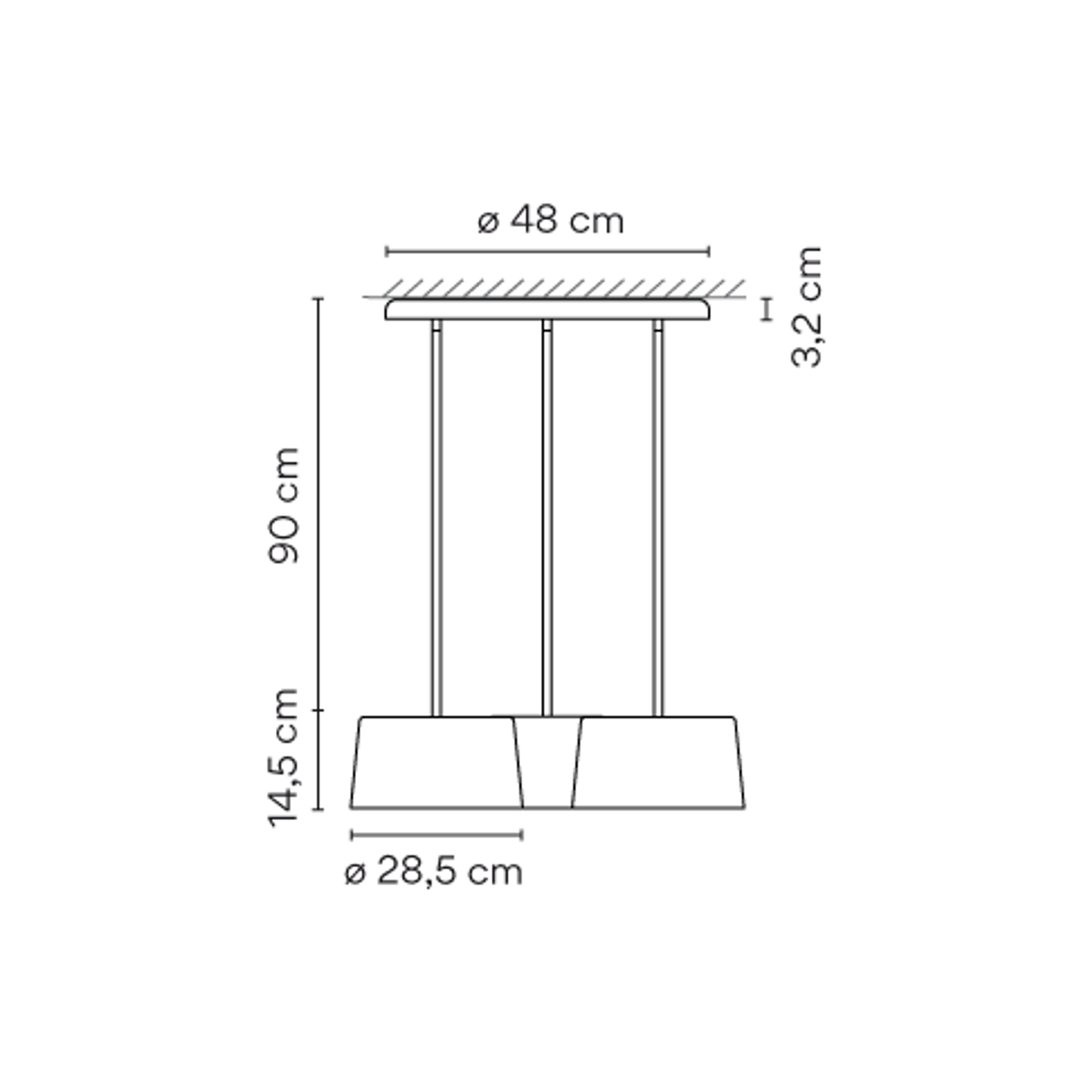 Tube Large Triple LED Pendant