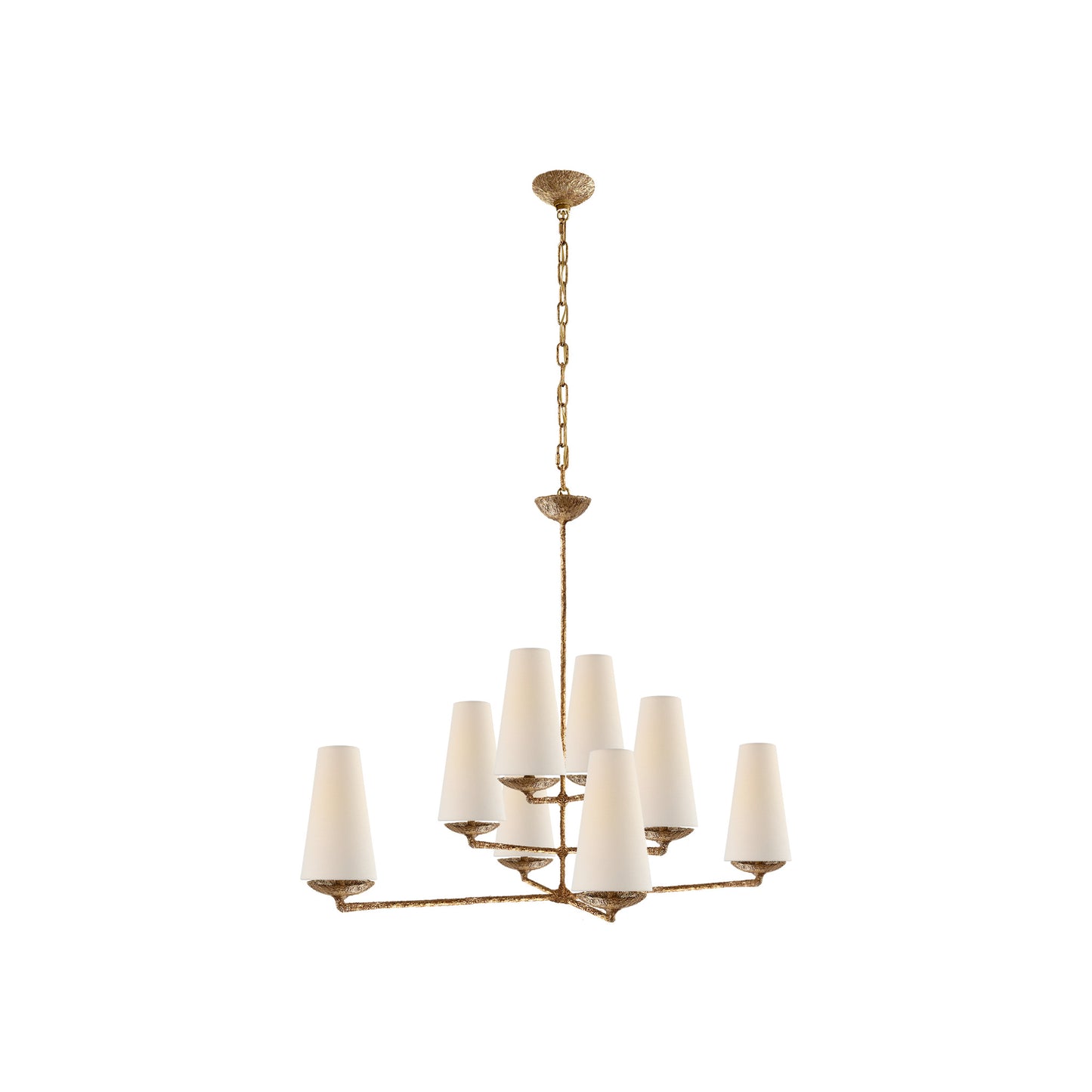 Fontaine Large Offset Chandelier with Linen Shades
