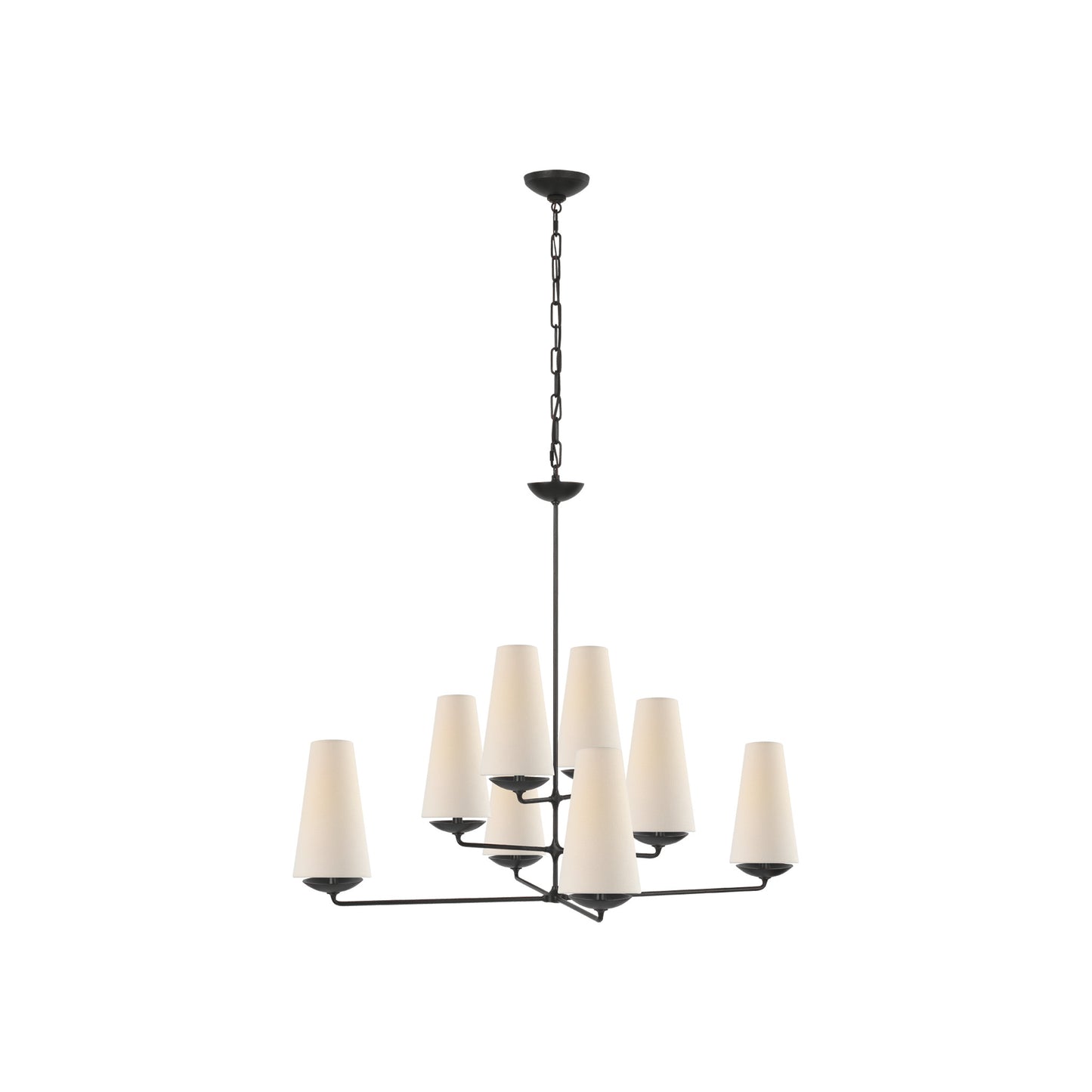 Fontaine Large Offset Chandelier with Linen Shades