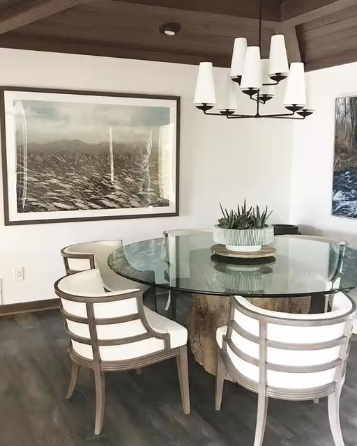 Fontaine Large Offset Chandelier with Linen Shades