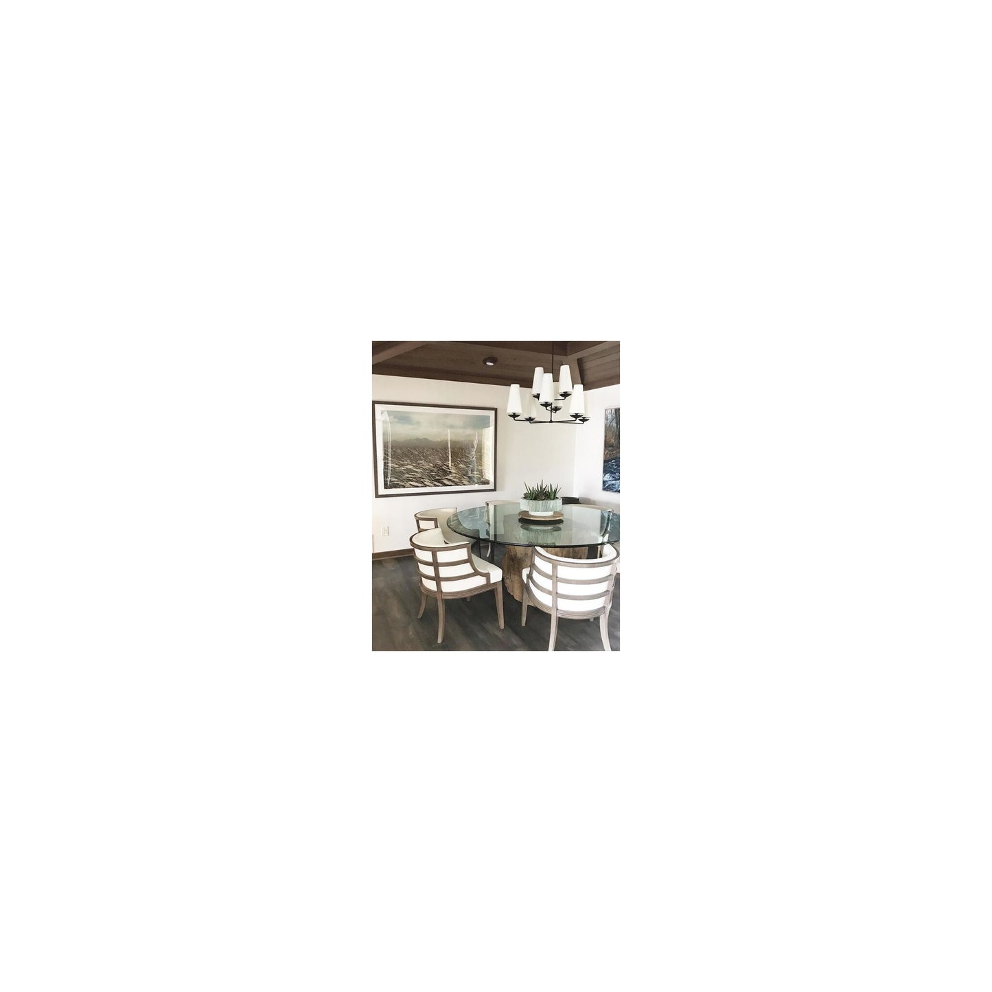Fontaine Large Offset Chandelier with Linen Shades