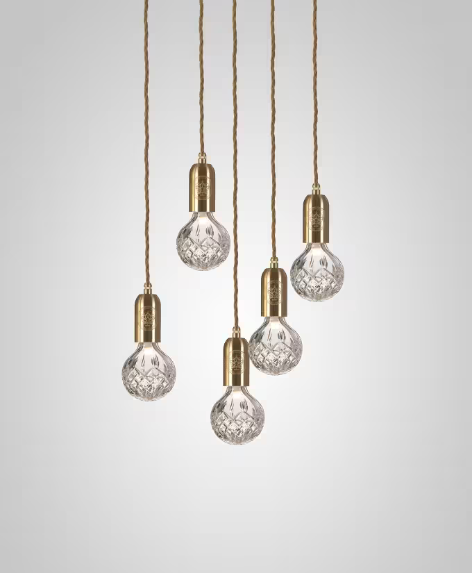 Crystal Bulb 5-Light Clear Glass LED Pendant
