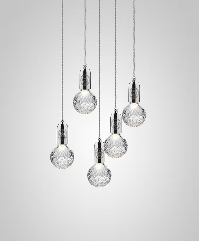 Crystal Bulb 5-Light Clear Glass LED Pendant
