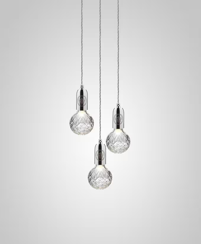 Crystal Bulb 3-Light Clear Glass LED Pendant