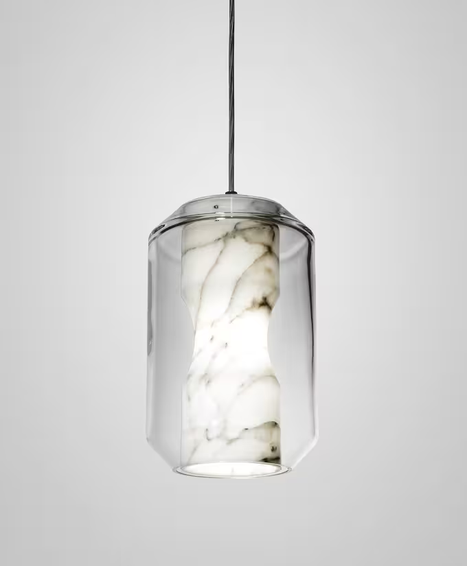 Chamber Single LED Pendant with Carrara Marble
