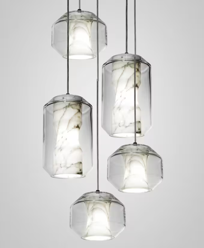 Chamber 5-Light LED Pendant with Carrara Marble