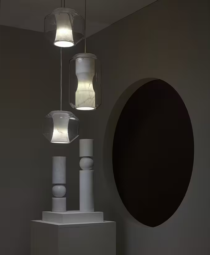 Chamber Single LED Pendant with Carrara Marble