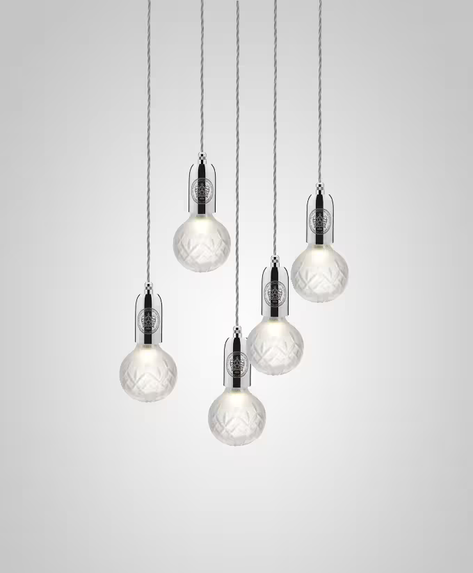 Crystal Bulb 5-Light Frosted Glass LED Pendant