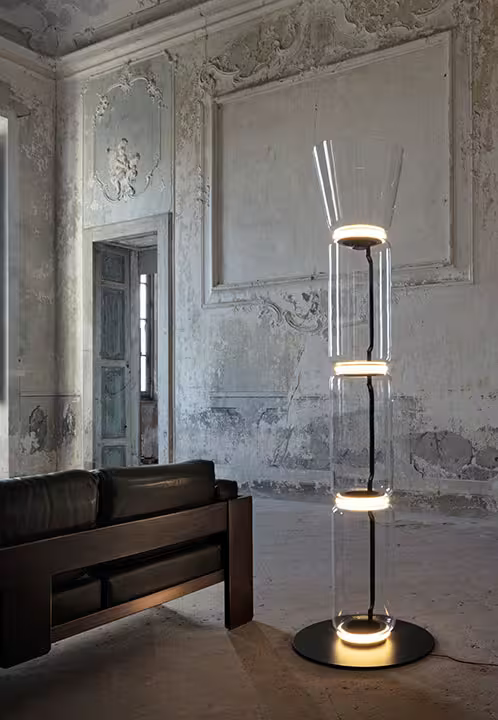 Noctambule 3 High Cylinders Cone Big Base Floor Lamp Black