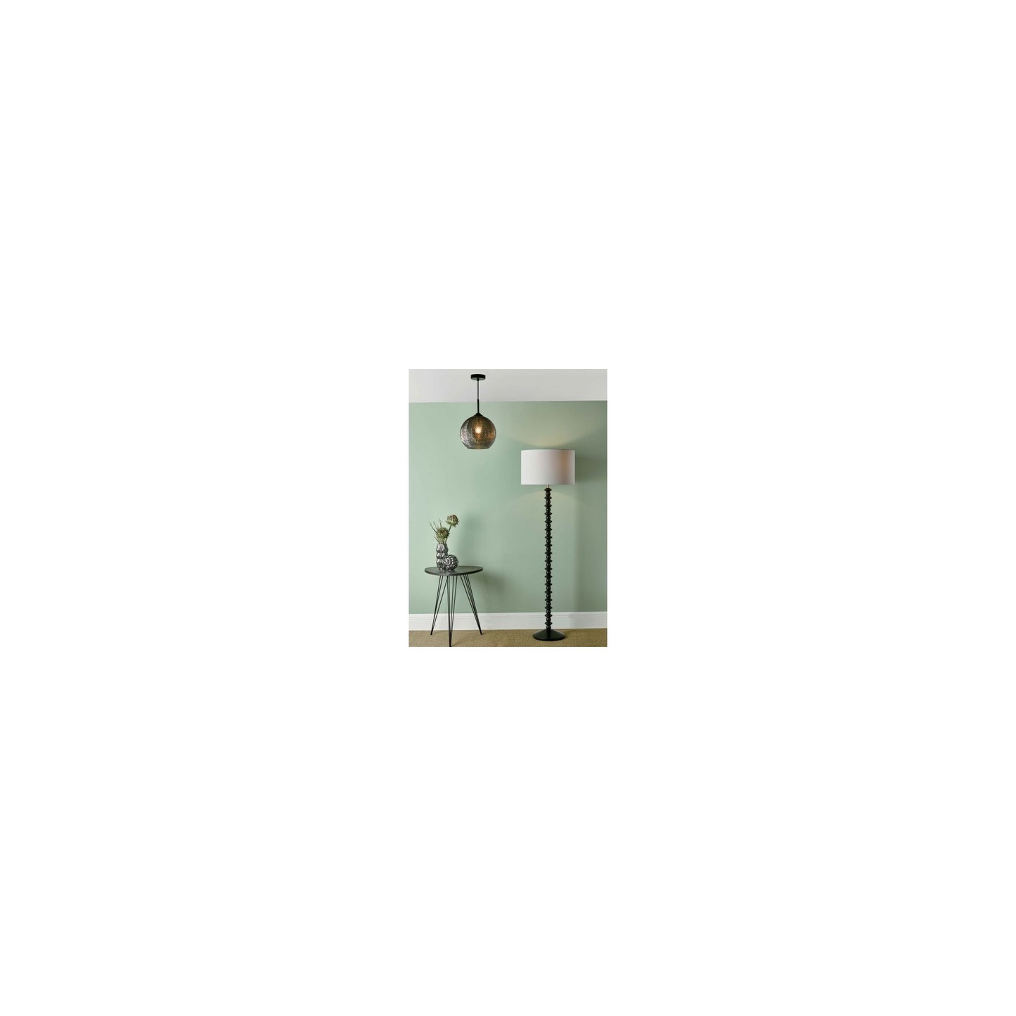 Soren 1-Light Pendant Black with Smoked Textured Glass