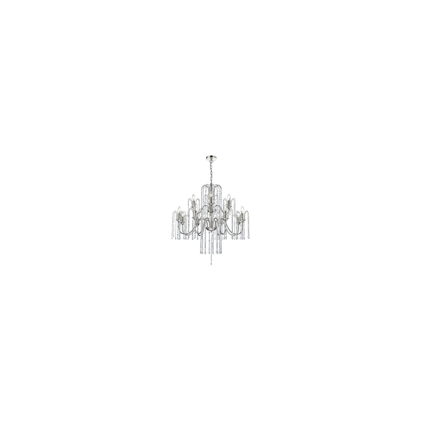 Daniella 12-Light Chandelier Polished Nickel with Crystal Beads