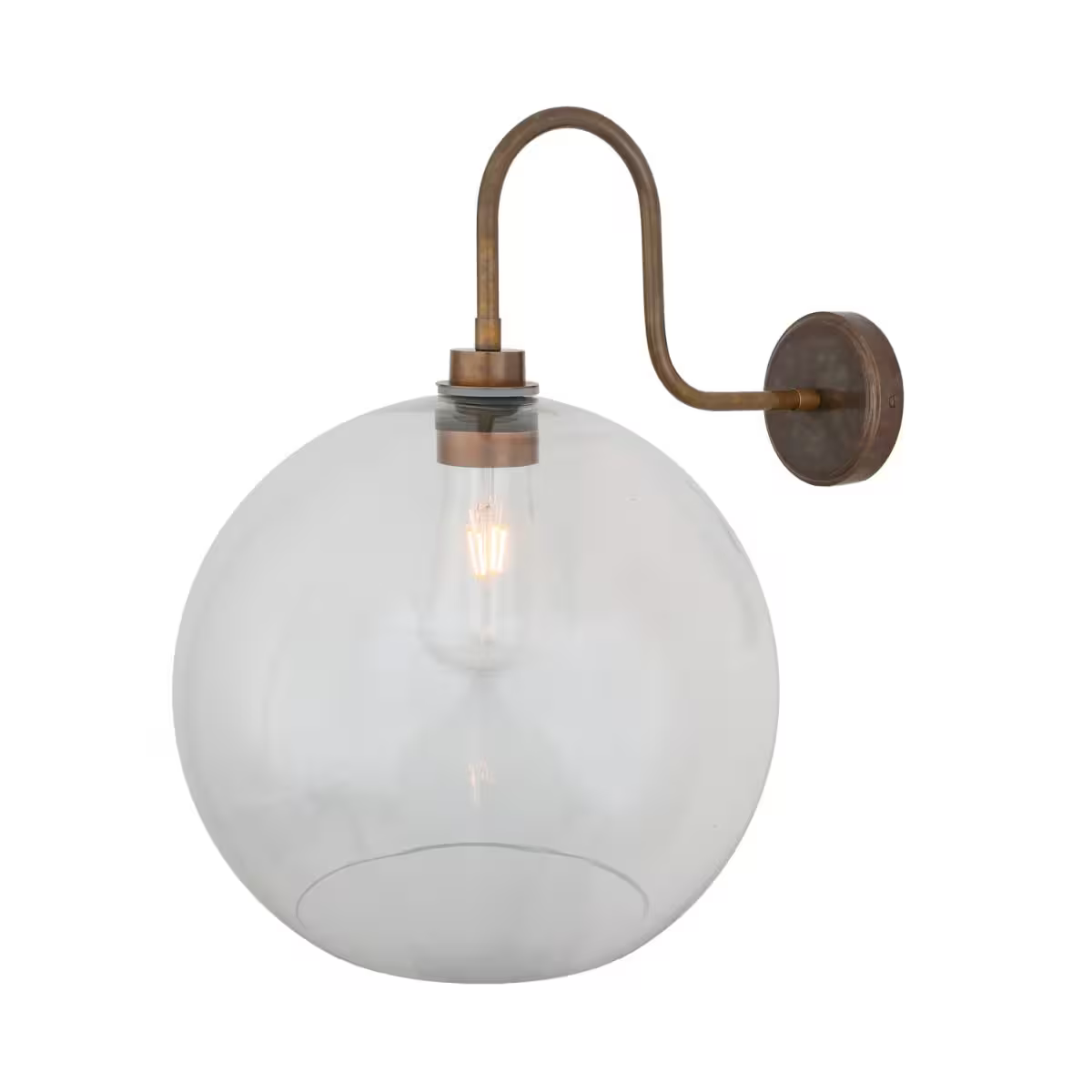 Leith Clear Glass Swan Neck Wall Light