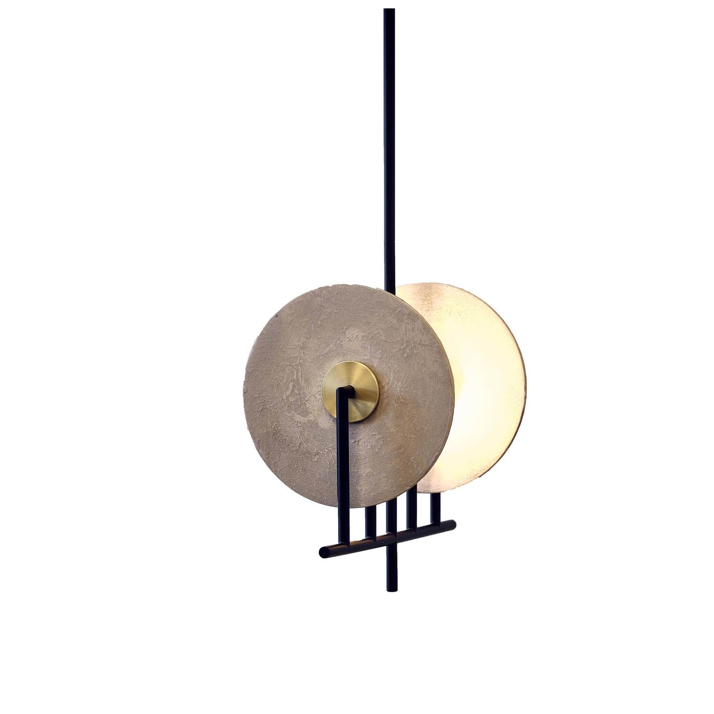 Erto 2-Light Pendant Matt Black with Brass Details