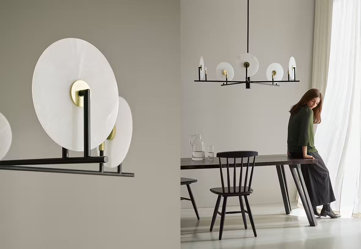 Erto 5-Light Chandelier Matt Black with Brass Details