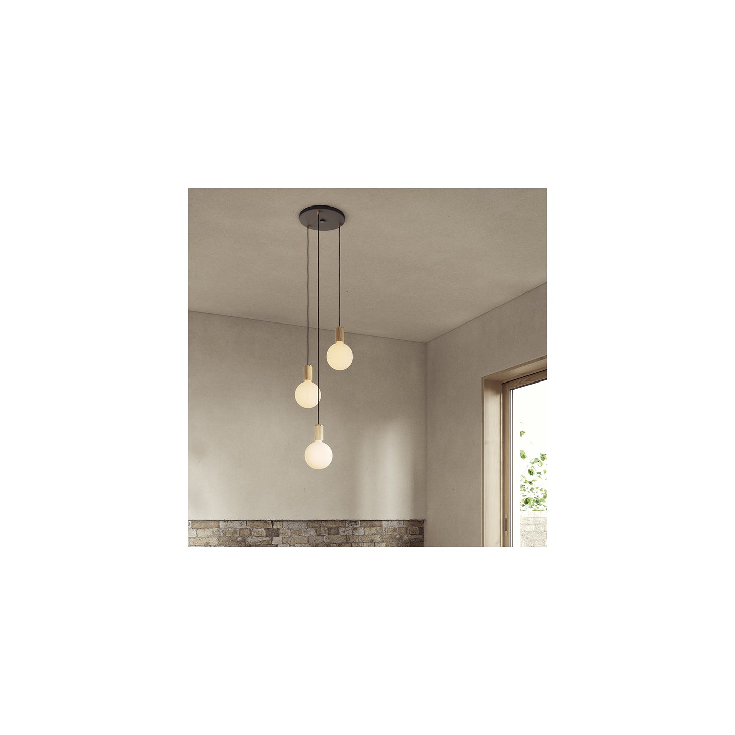 Triple Pendant Black with Sphere IV