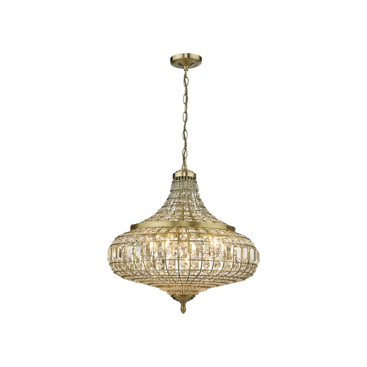 Asmara 6-Light Pendant Antique Brass with Crystal