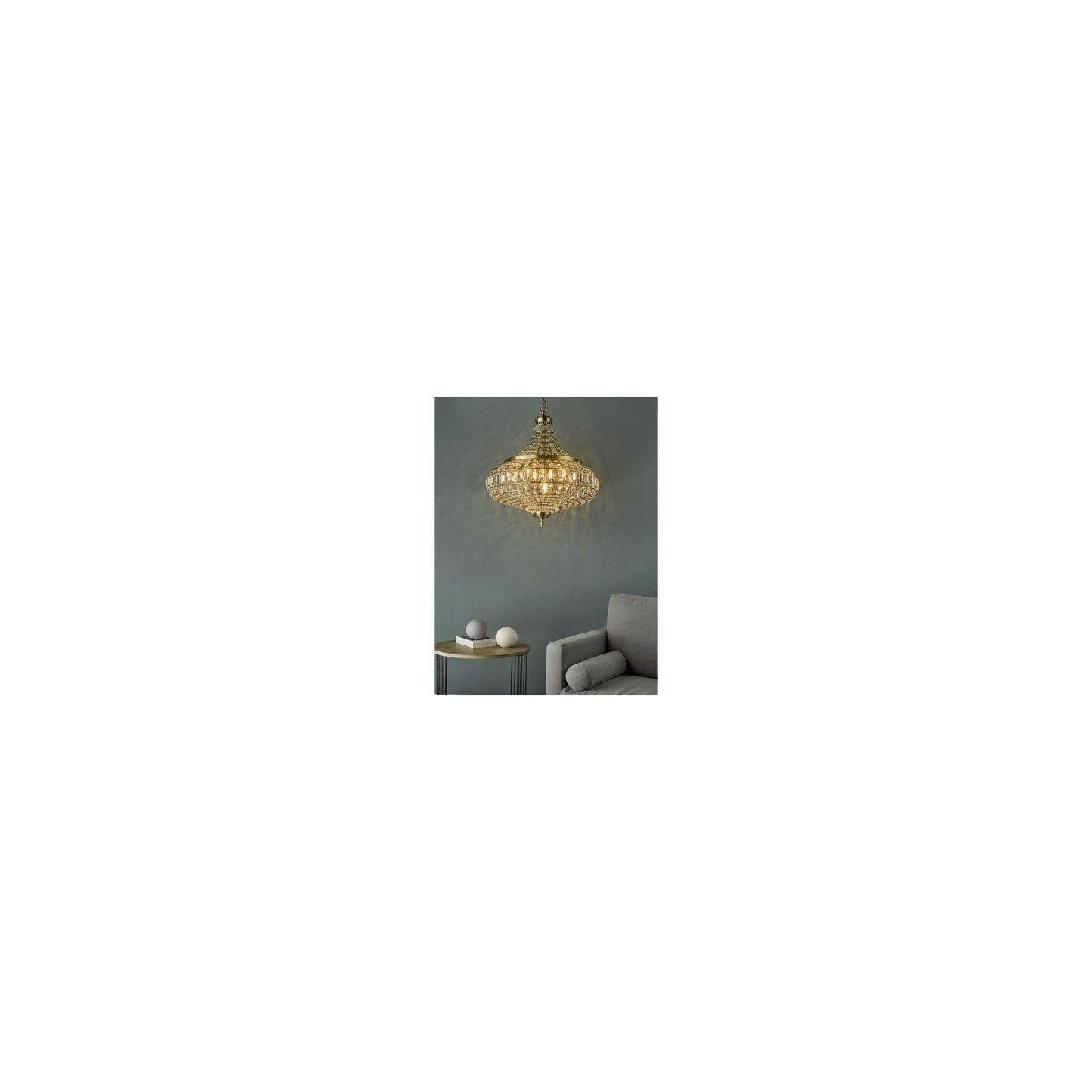 Asmara 6-Light Pendant Antique Brass with Crystal