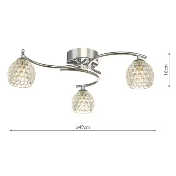 Nakita 3-Light Dimpled Glass Semi Flush