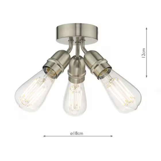 Dar Yao 3-Light Flush Ceiling Light