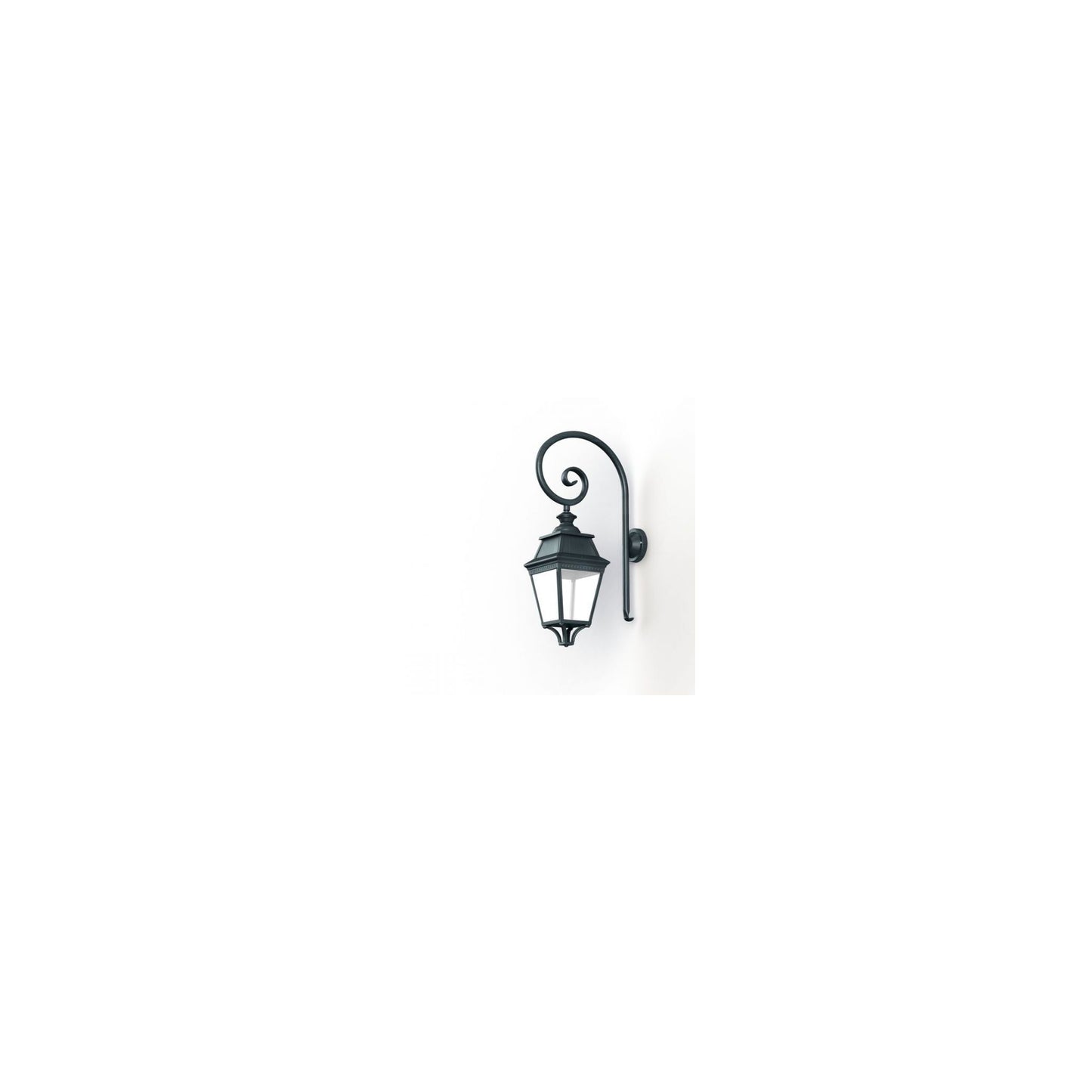Avenue 3 Clear Glass Swan Neck Wall Bracket with Four-Sided Lantern