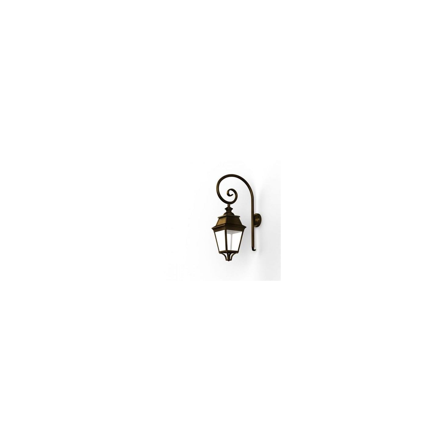 Avenue 3 Clear Glass Swan Neck Wall Bracket with Four-Sided Lantern
