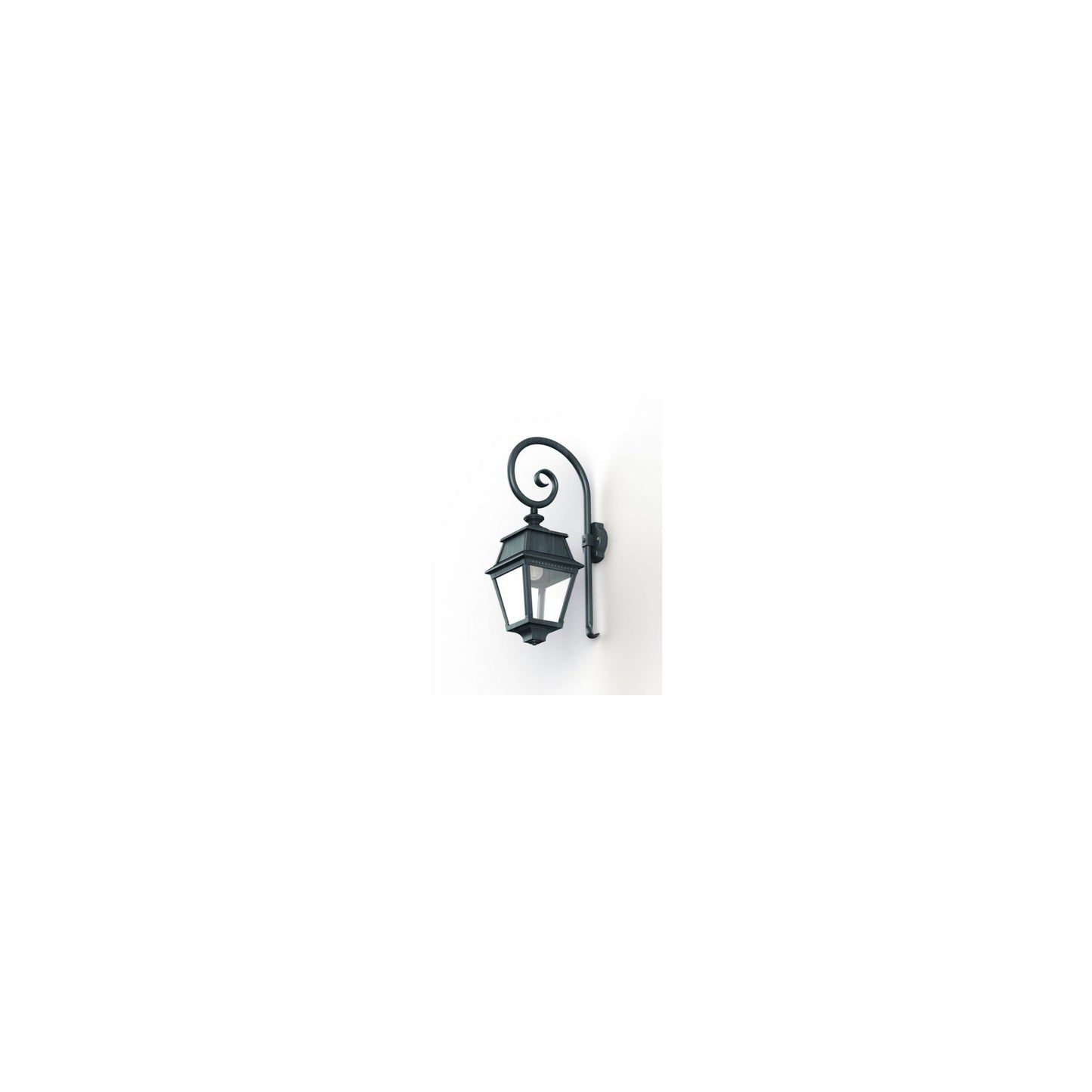 Avenue 2 Clear Glass Swan Neck Wall Bracket with Four-Sided Lantern