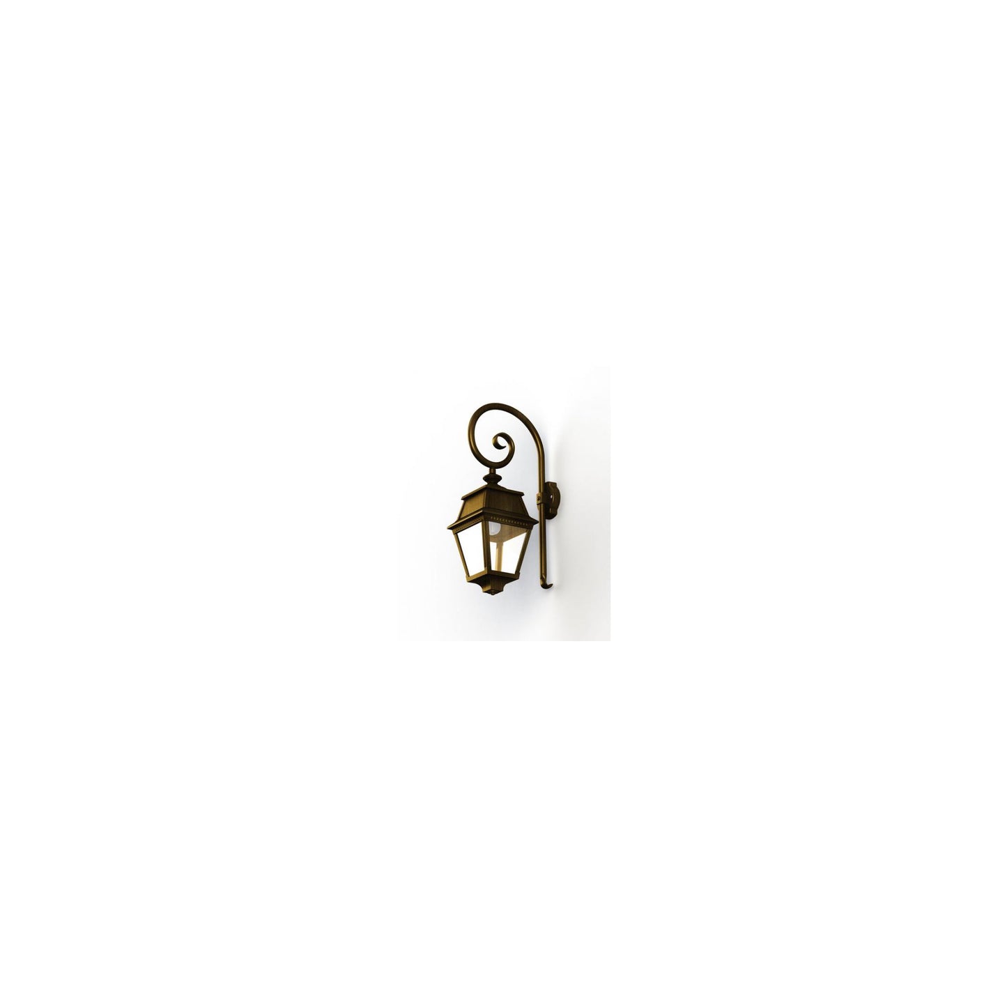Avenue 2 Clear Glass Swan Neck Wall Bracket with Four-Sided Lantern